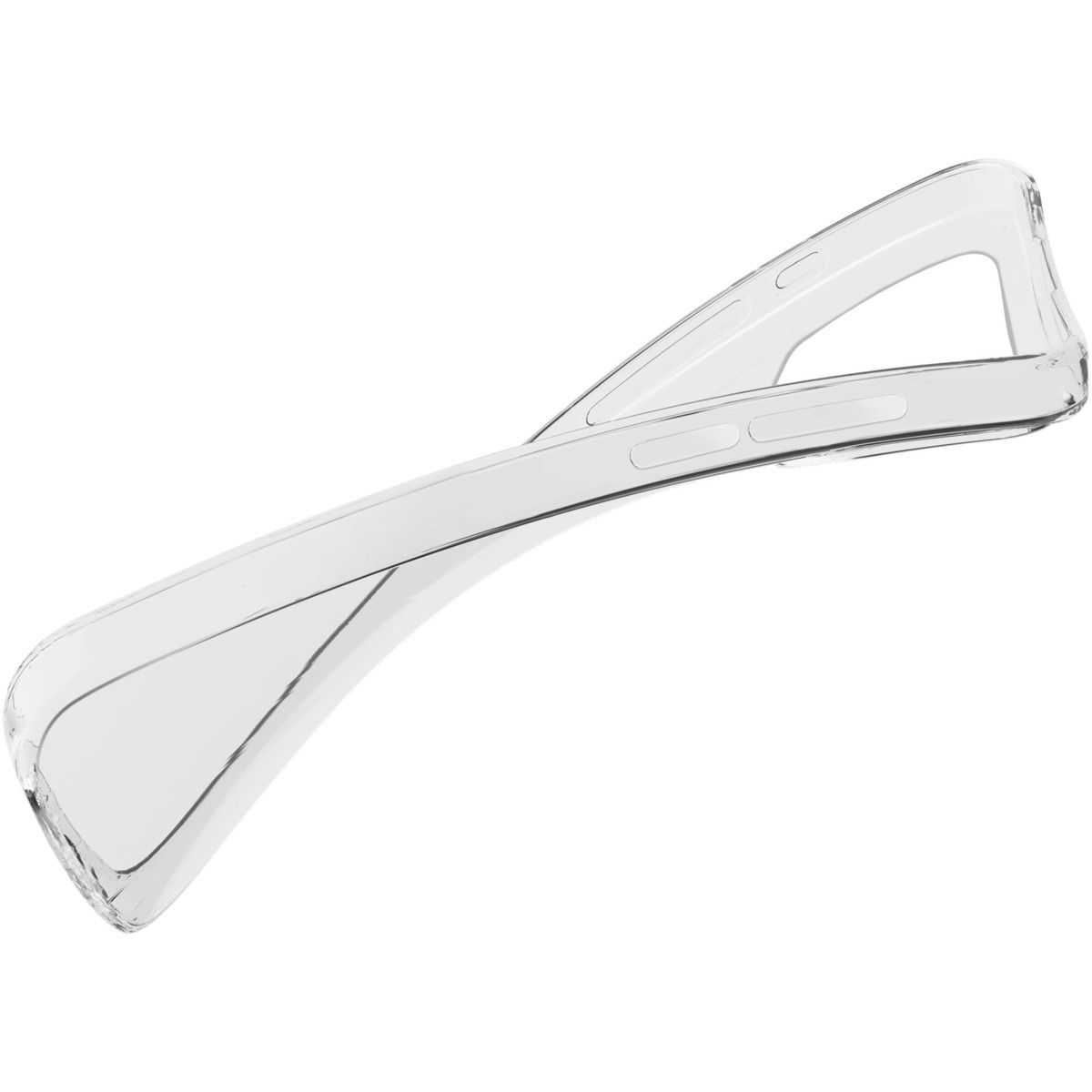 Una funda de teléfono de silicona transparente está doblada.