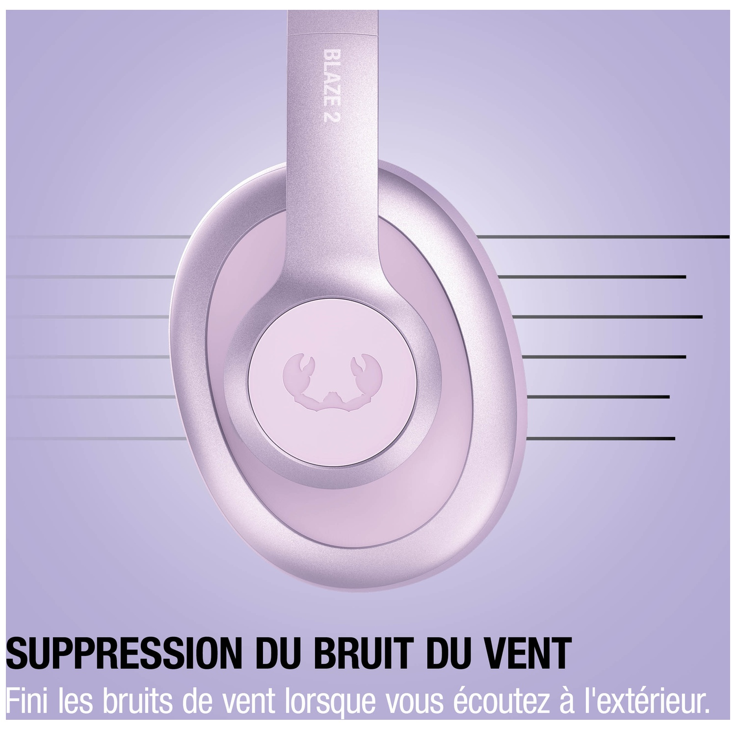 Un écouteur de casque rose avec logo et texte BLAZE 2.