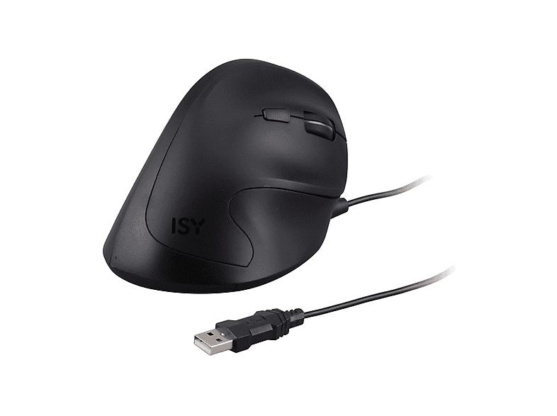 MOUSE ISY CON CAVO ERGONOMICO, Collegamento USB, Ingresso: Otticamente a diodi laser, Scrolling 2 direzioni, Risoluzione max 3200 dpi, forma ergonomica, Nero