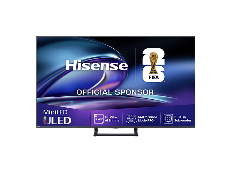 Hisense 55E8Q, UHD 4K, 144 Hz, Hi-View Engine, Escalador HDR IA, Subwoofer integrado, Negro