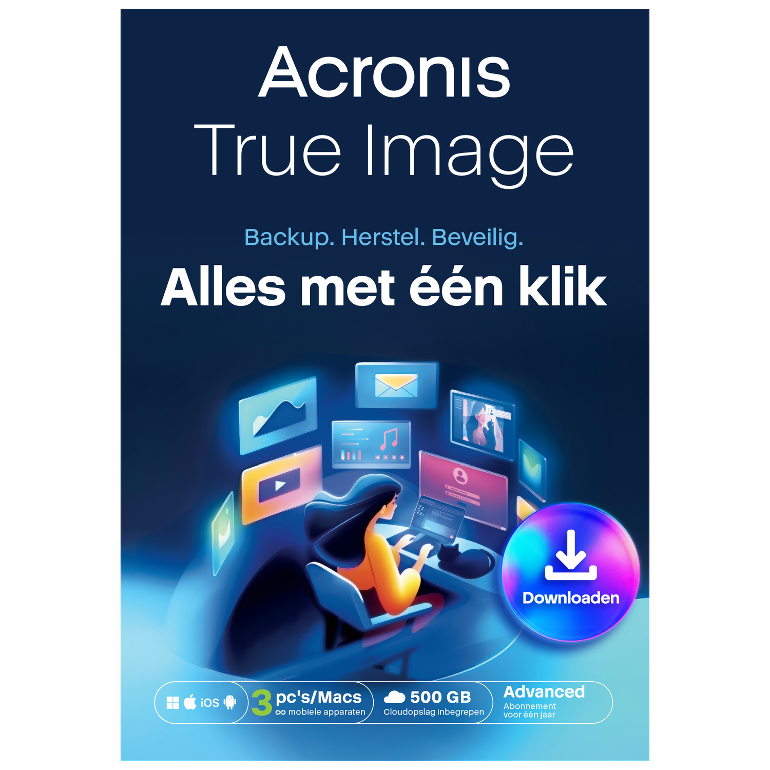 Acronis True Image Advanced 3 Pc Of Macs + 500 Gb Cloud Storage In Eu