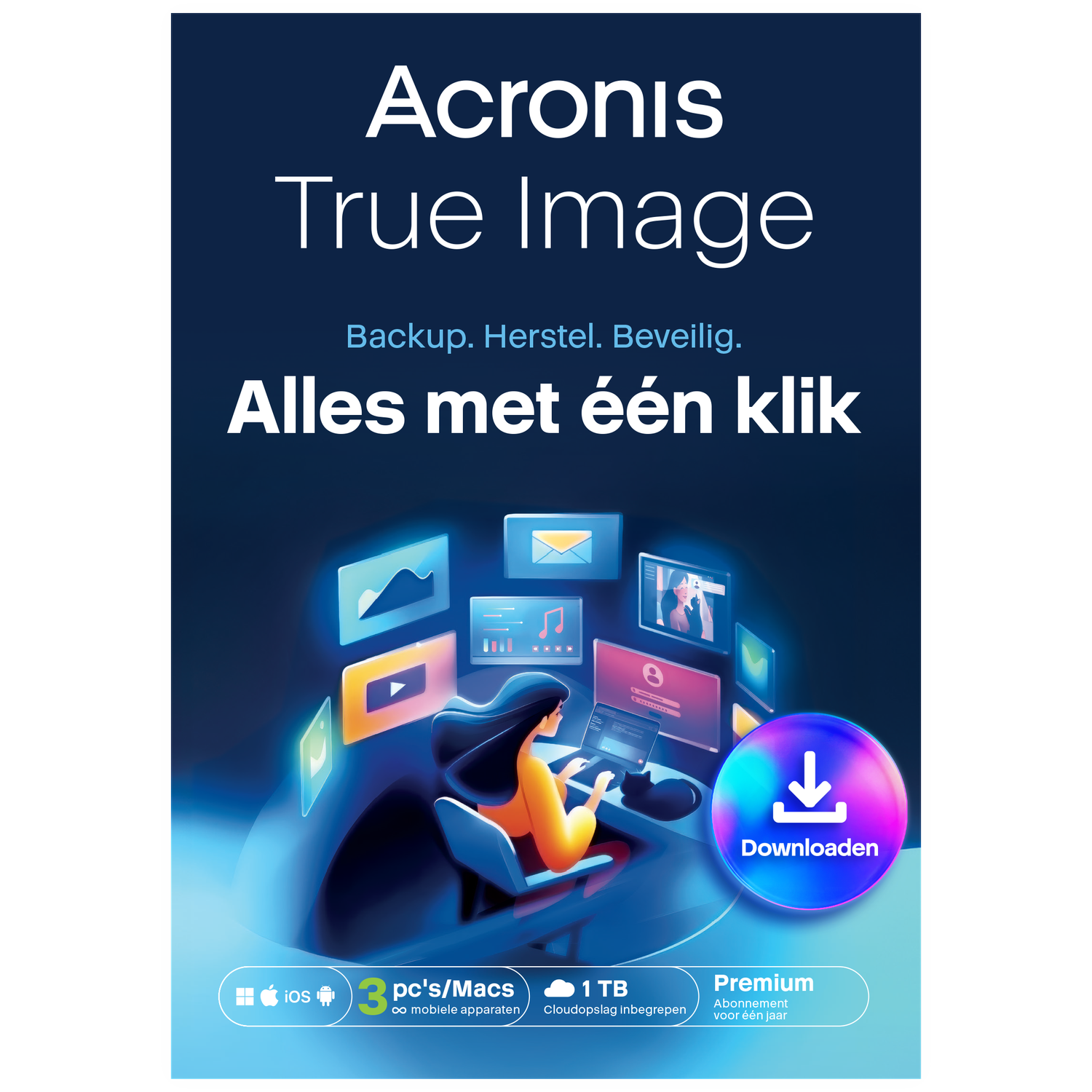 Acronis True Image Premium 3 Pc Of Macs + 1 Tb Cloud Storage In Eu