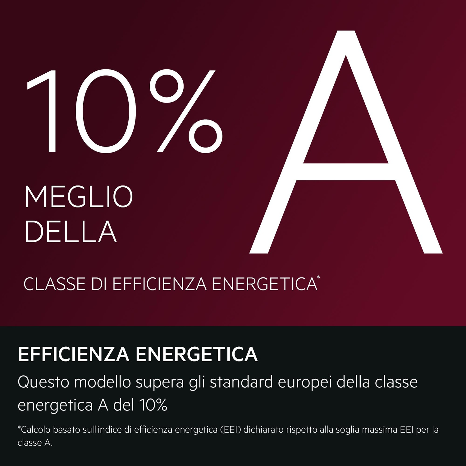 10% meglio della classe di efficienza energetica A.