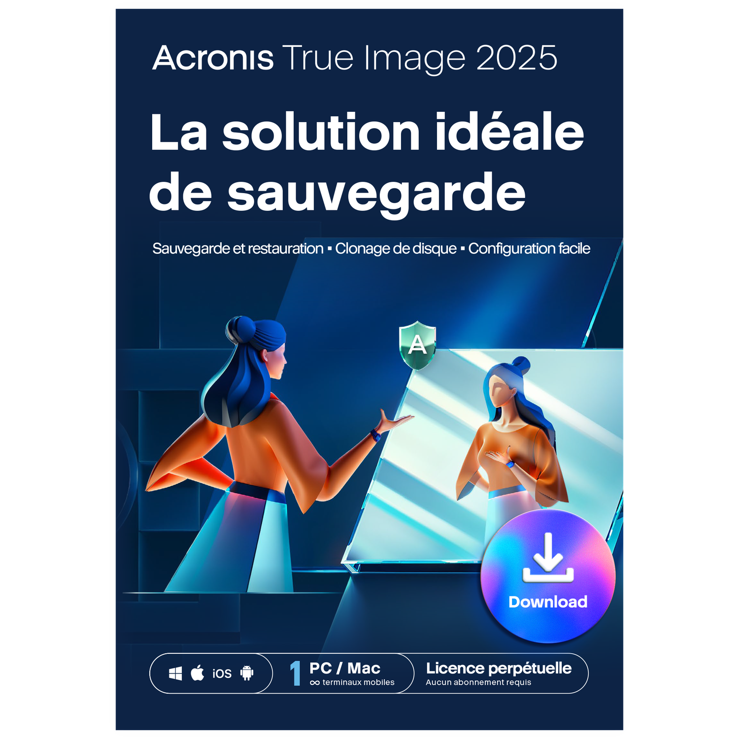 Acronis True Image 2025: Ideal backup solution with download button.