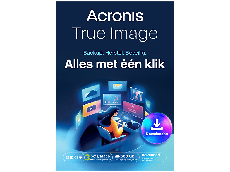 Acronis True Image Advanced (3 Appareils, 500GB de Stockage Cloud)