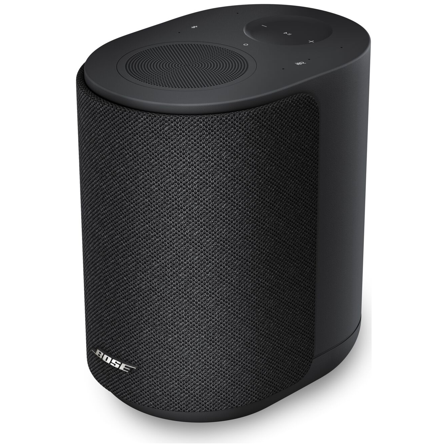 Black Bose speaker with controls on top and speaker grille on the side.