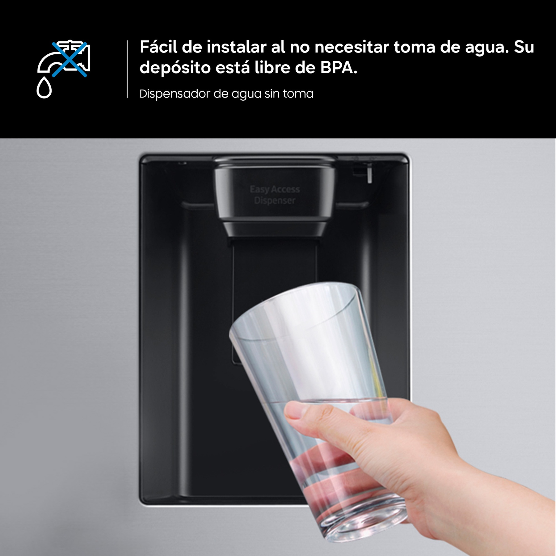 Fácil de instalar al no necesitar toma de agua. Su depósito está libre de BPA.Dispensador de agua sin toma