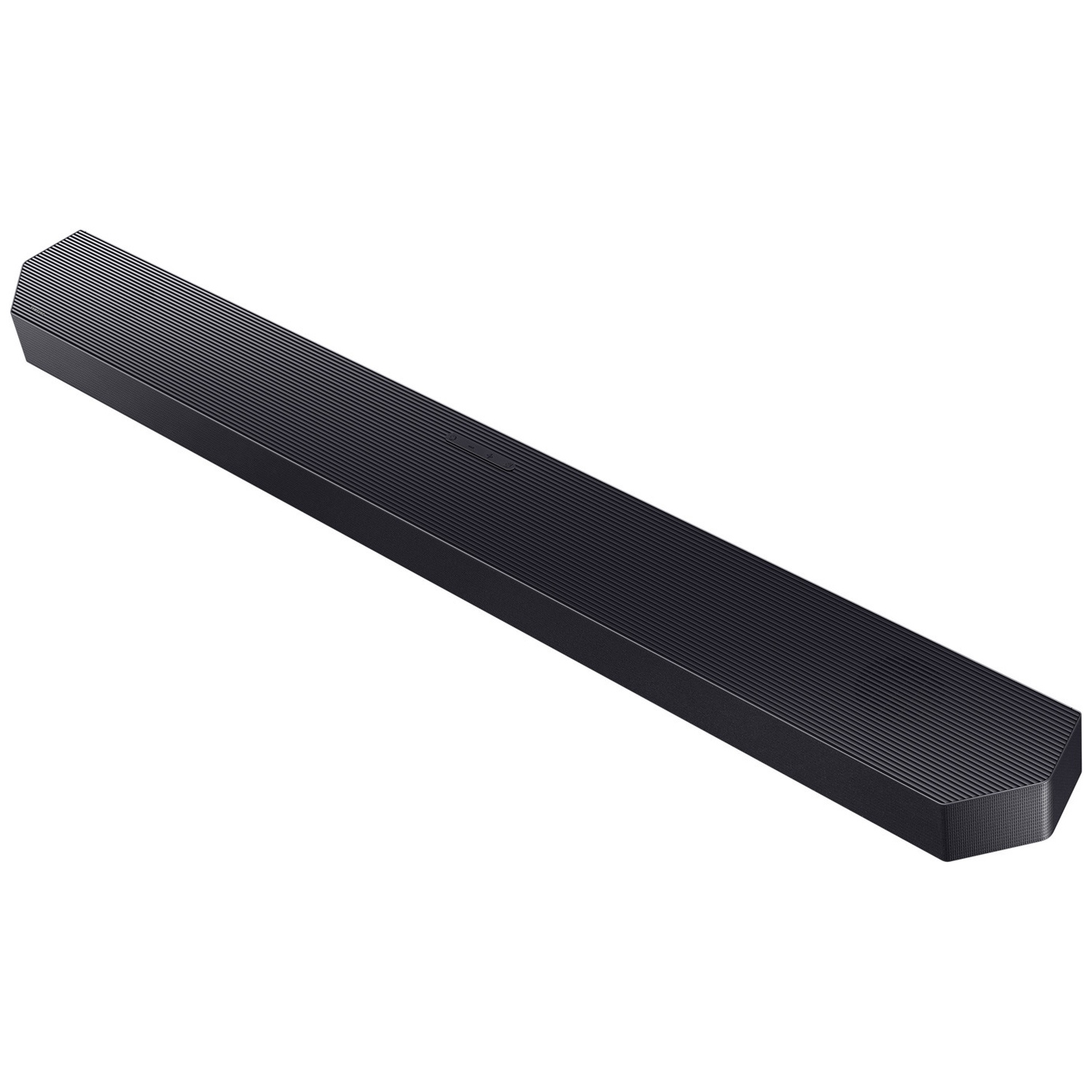 Barre de son noire côtelée sur fond blanc.