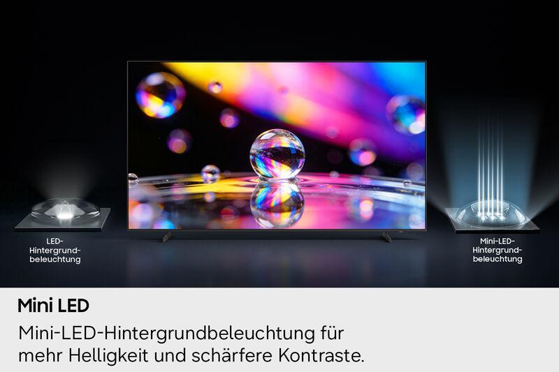 Ein Fernseher mit Mini-LED-Hintergrundbeleuchtung, die für Helligkeit und Kontrast sorgt.