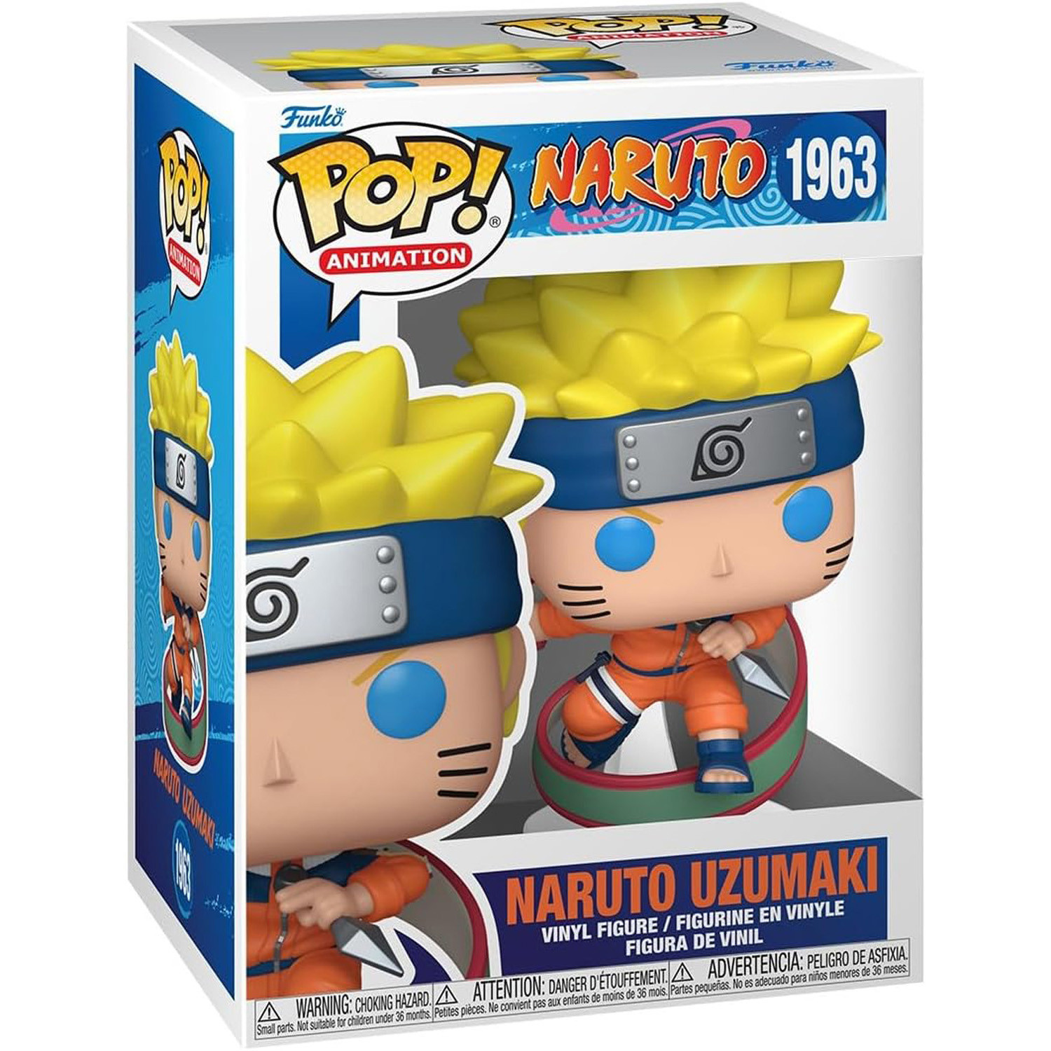 Figura de vinilo Funko Pop! Naruto Uzumaki en caja con diseño de Naruto.