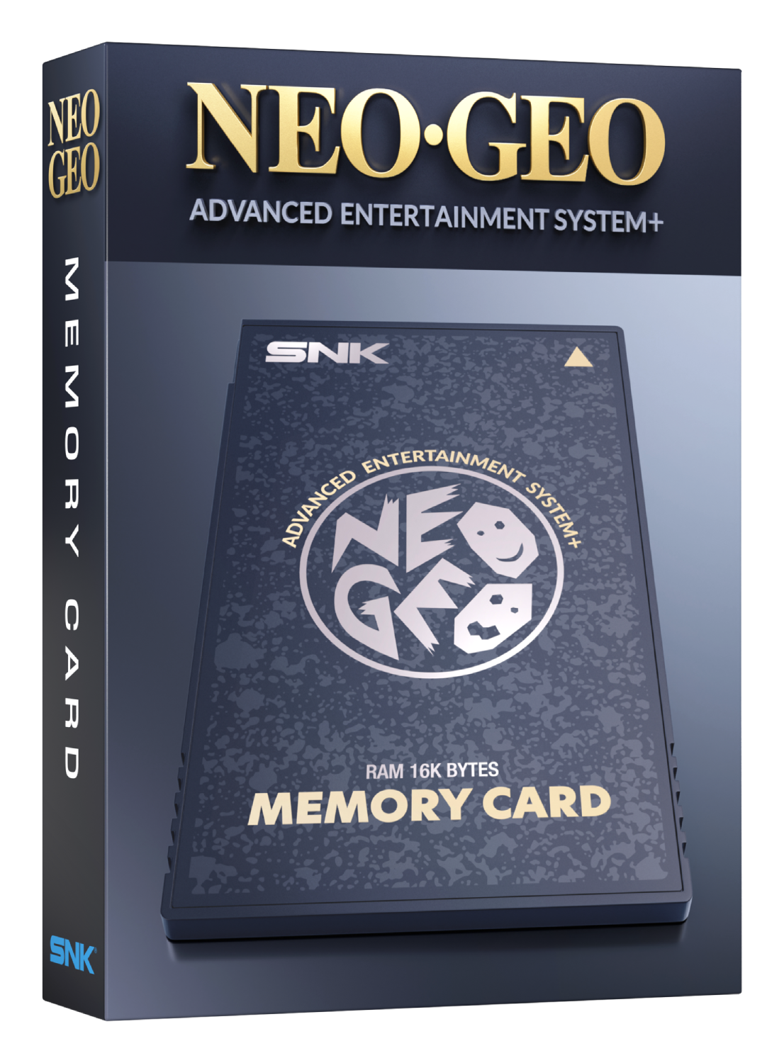 Caja de tarjeta de memoria NEO GEO con texto "NEO GEO ADVANCED ENTERTAINMENT SYSTEM+".