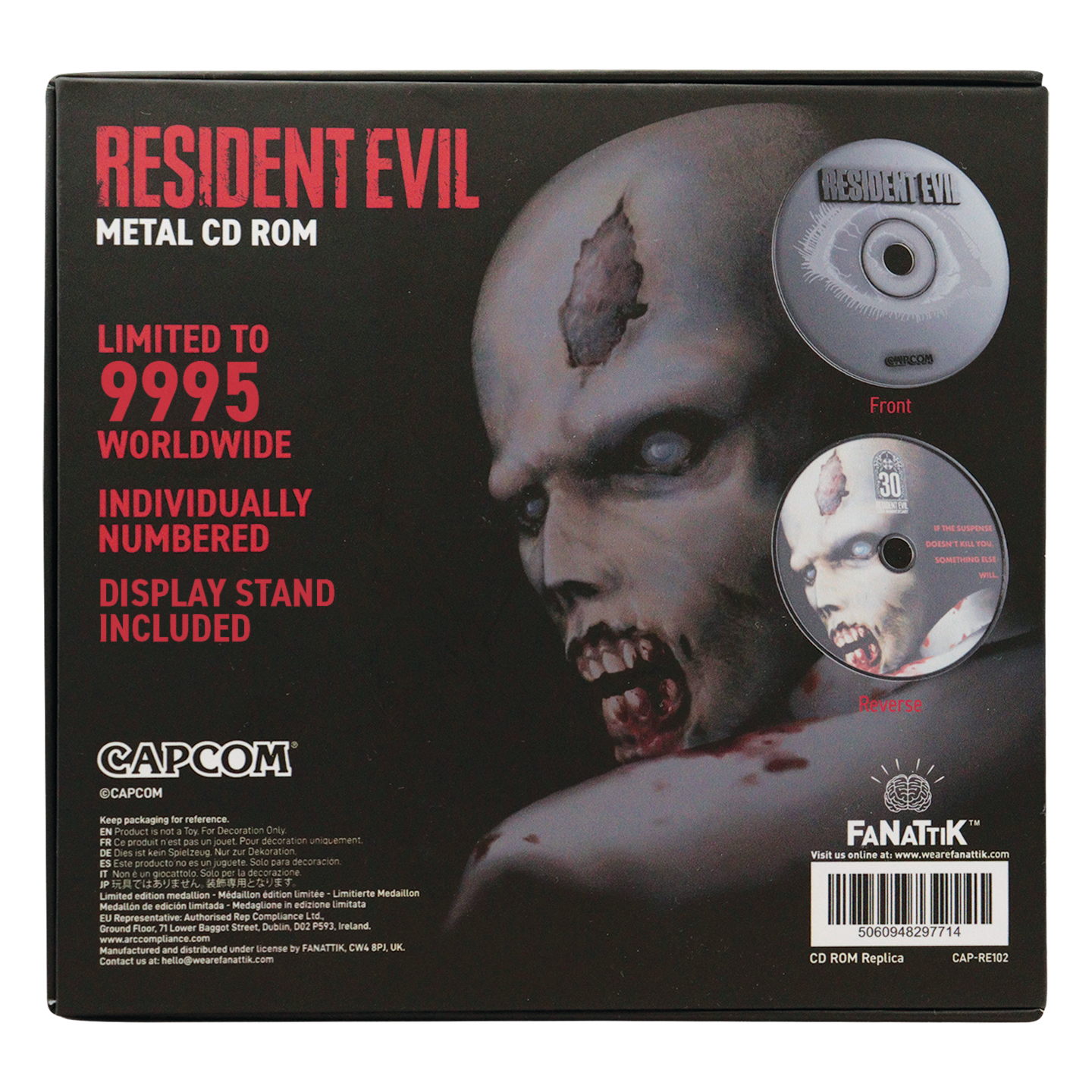 Réplica CD-ROM Resident Evil con diseño de zombi, limitada a 9995 unidades.