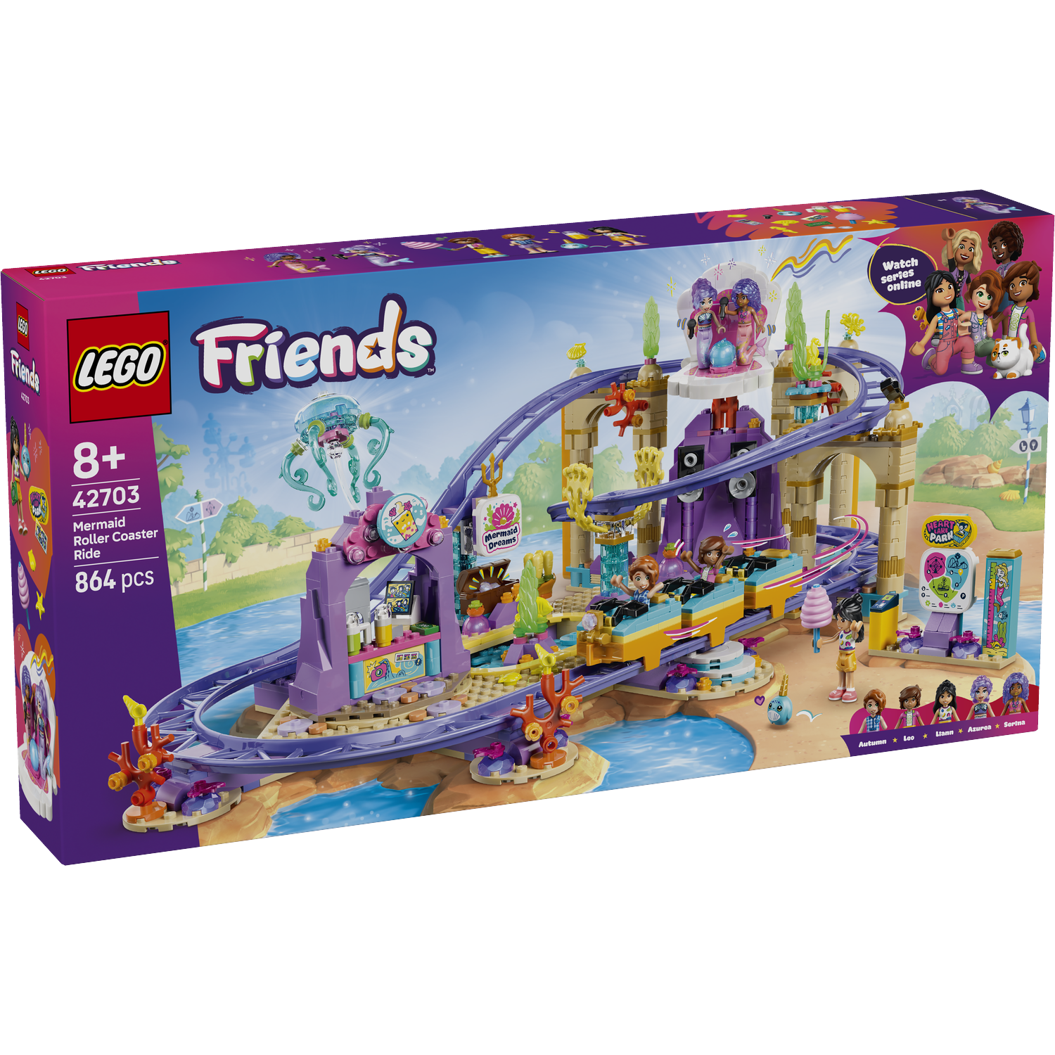 Lego Friends Zeemeermin Achtbaan set met figuren en achtbaan.