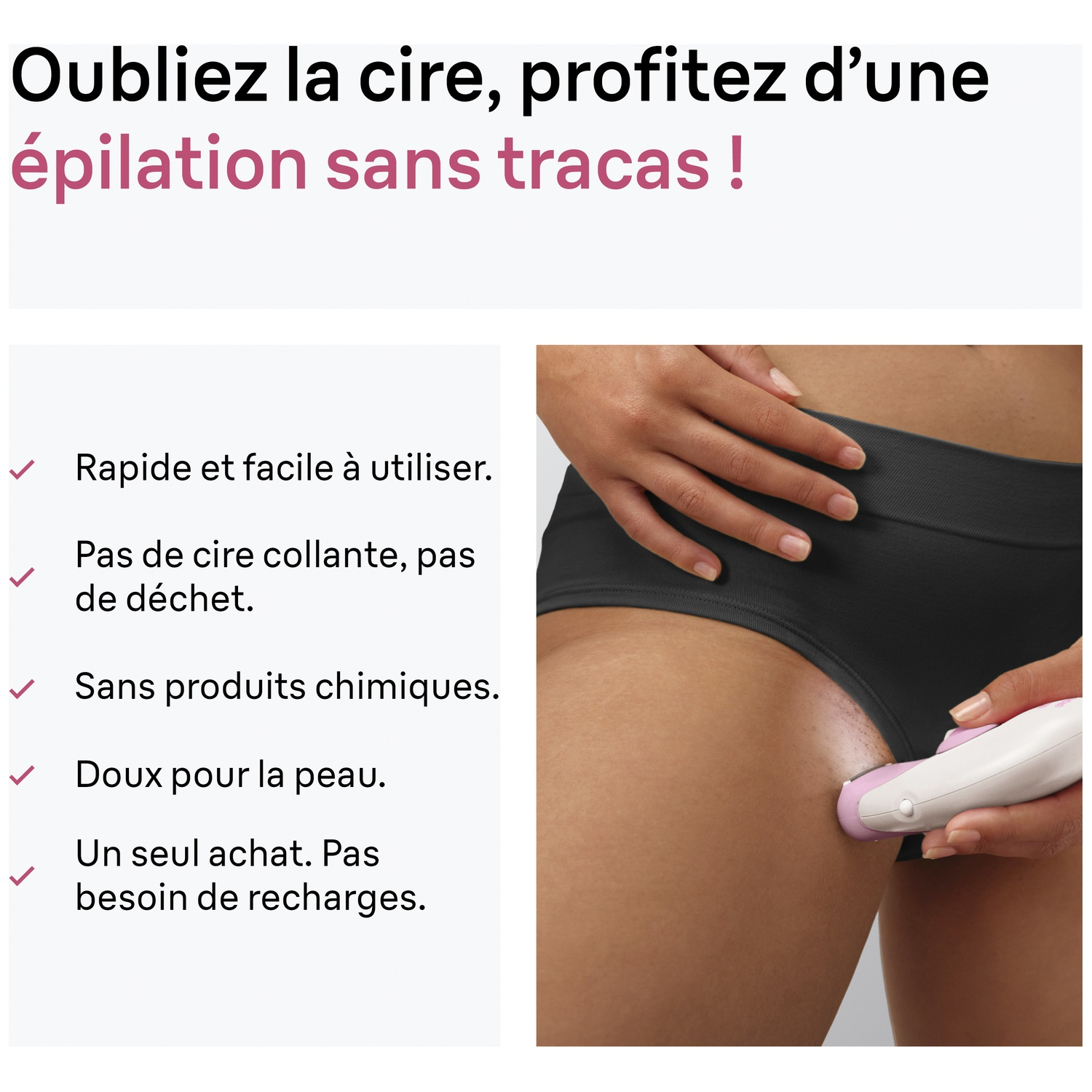 Une main utilise un épilateur sur la cuisse d'une personne.
