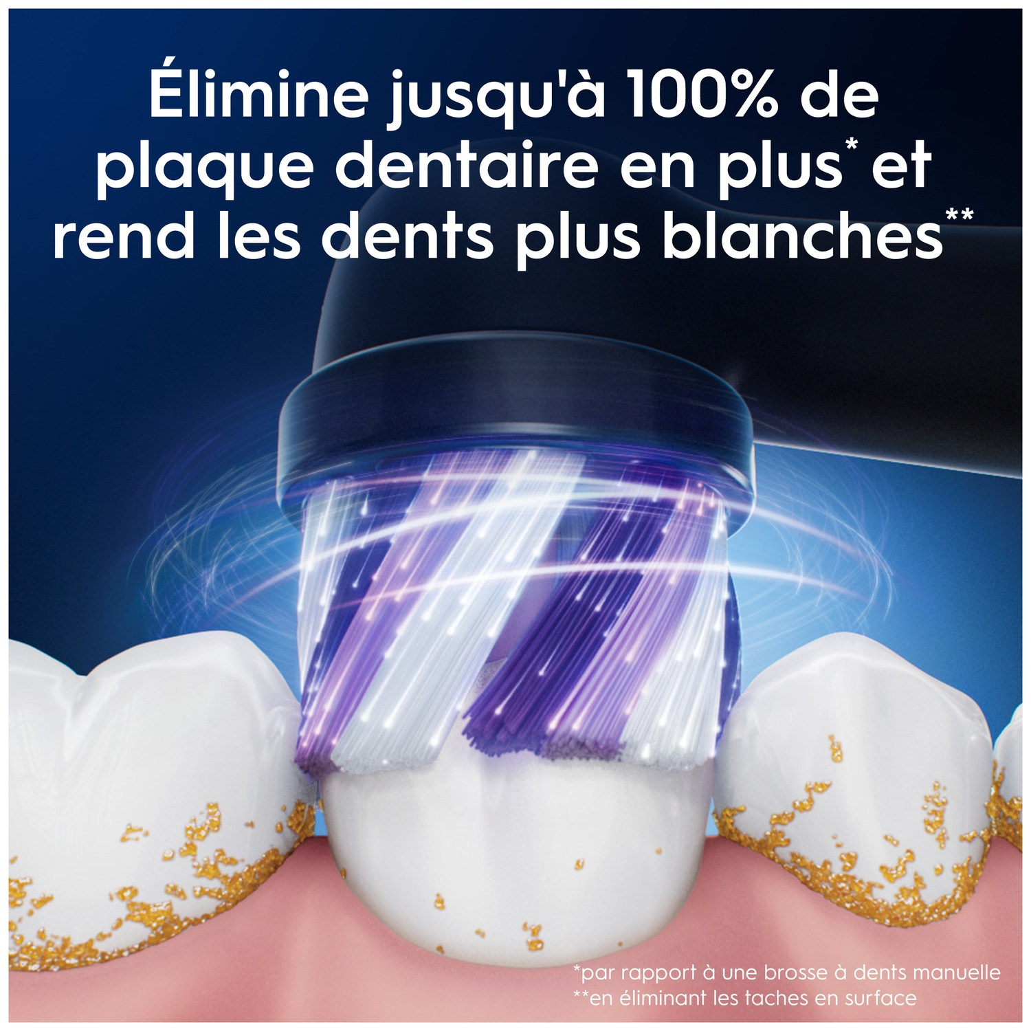 Brosse à dents électrique nettoie, enlève la plaque et rend les dents blanches.