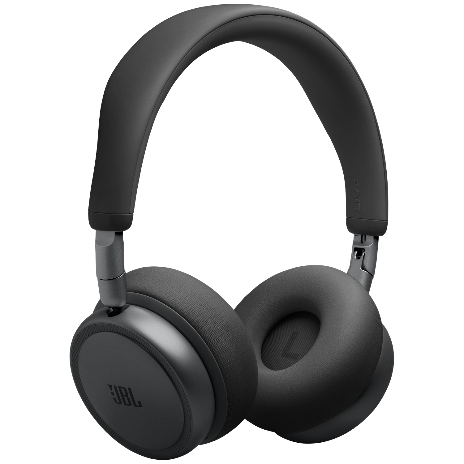 Black JBL headphones with padded earcups and an adjustable headband. The JBL logo is visible.