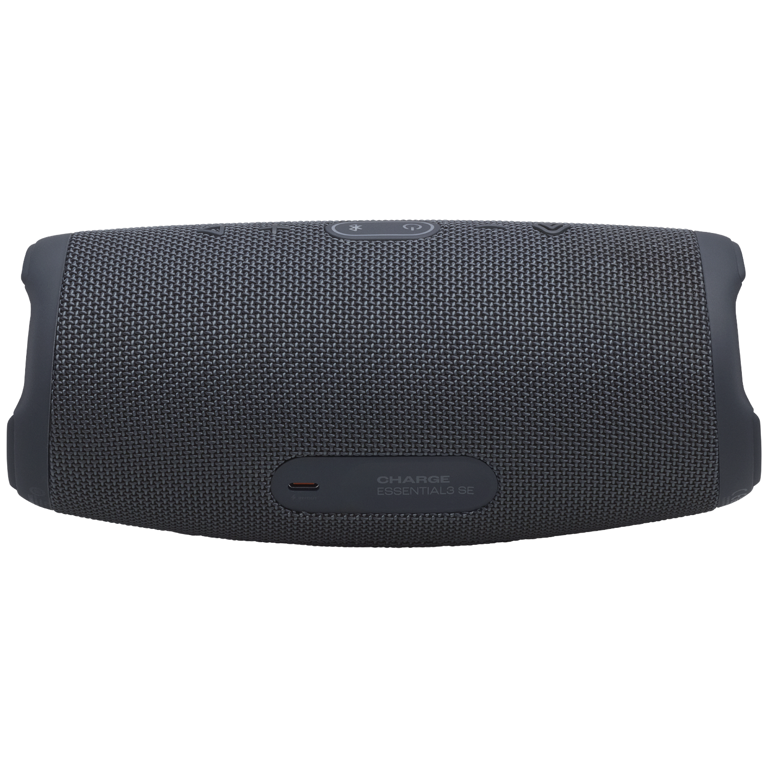 A dark gray JBL Charge Essential 2 SE speaker with buttons on top and ports on the side.