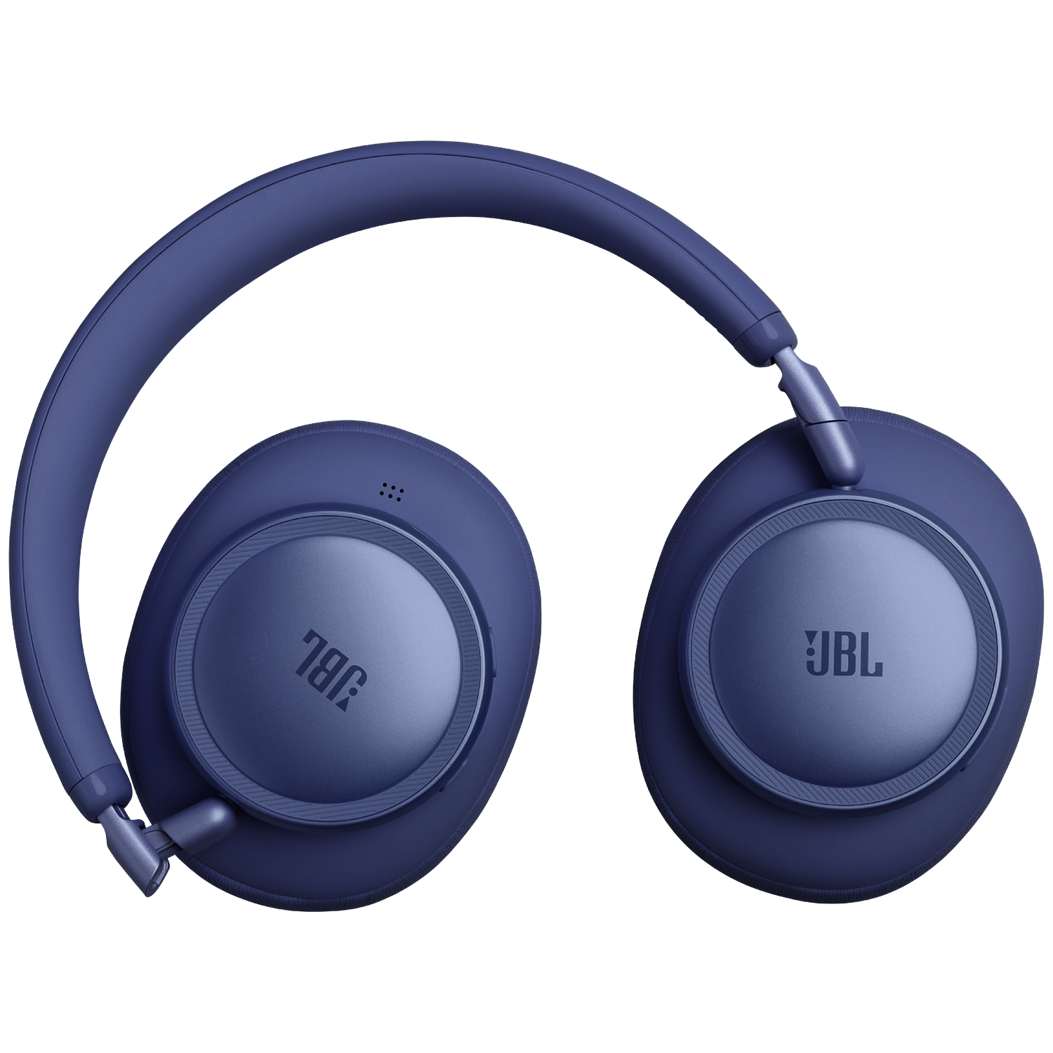 Blue JBL headphones with adjustable headband and earcups.