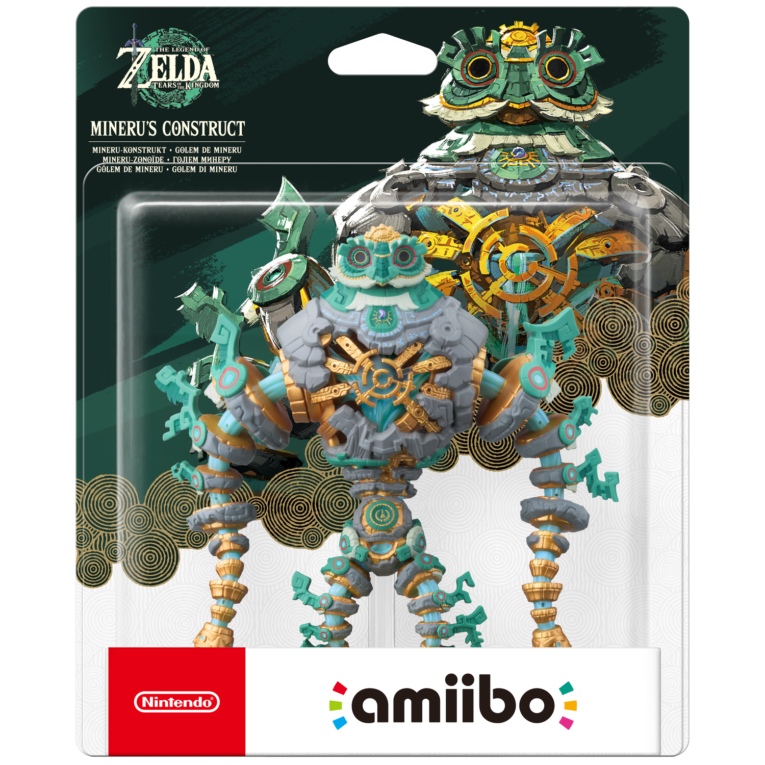 Mineru's Construct Amiibo figure in packaging, with Zelda logo.