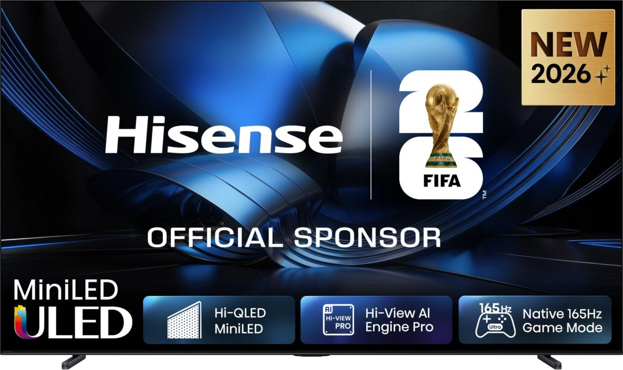 Hisense MiniLED ULED TV FIFA 2026 vb szponzorációval, Hi-QLED, Hi-View AI.