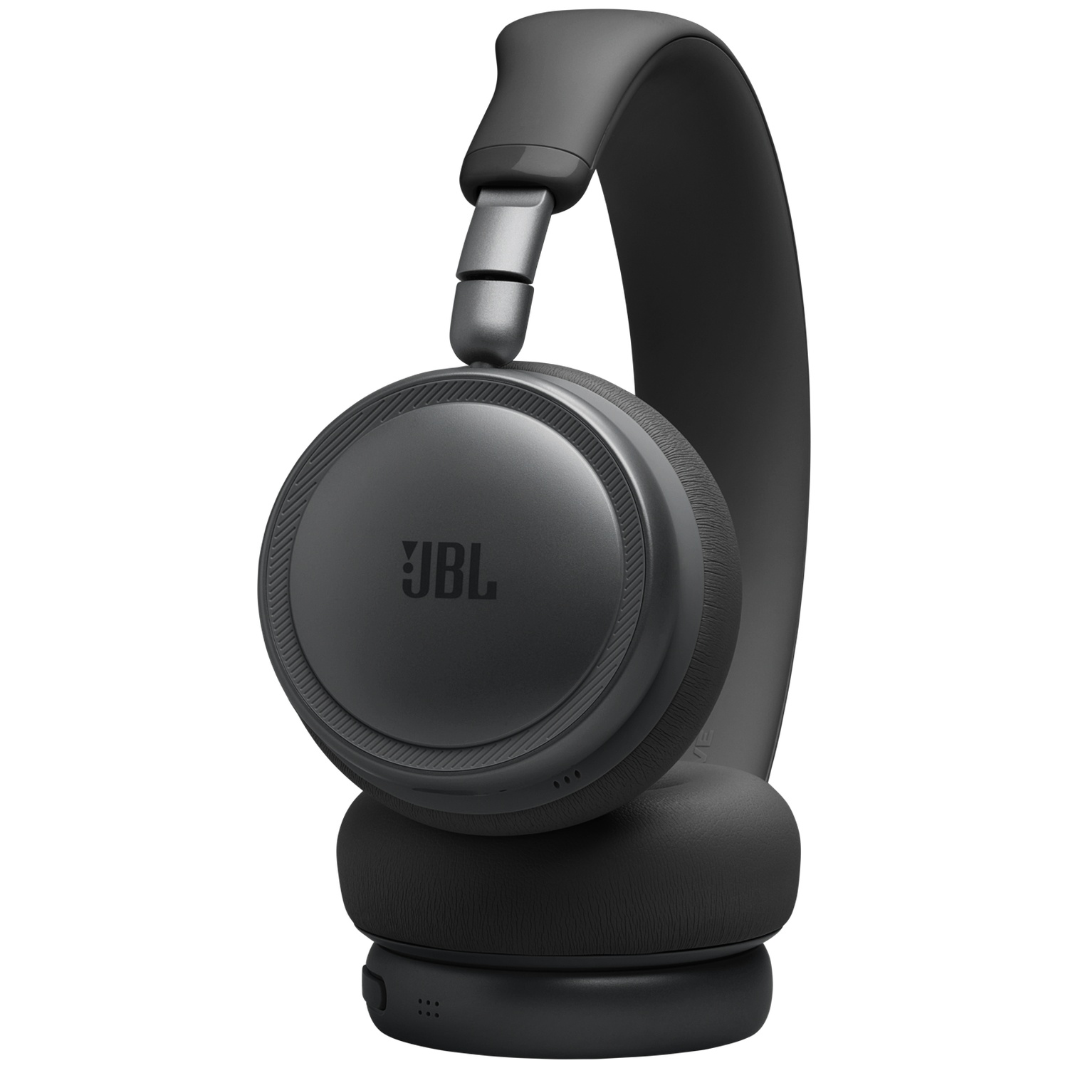 Casque JBL noir avec coussinets rembourrés et arceau réglable.