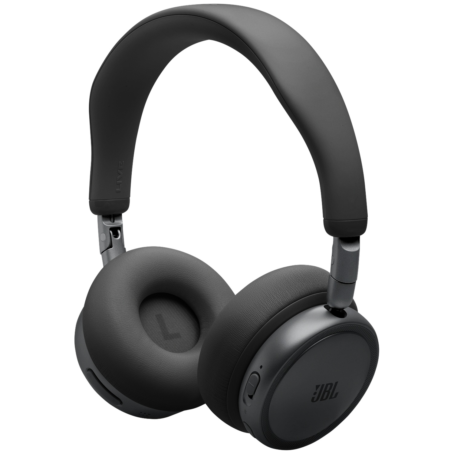 Casque JBL noir avec écouteurs rembourrés et arceau réglable.