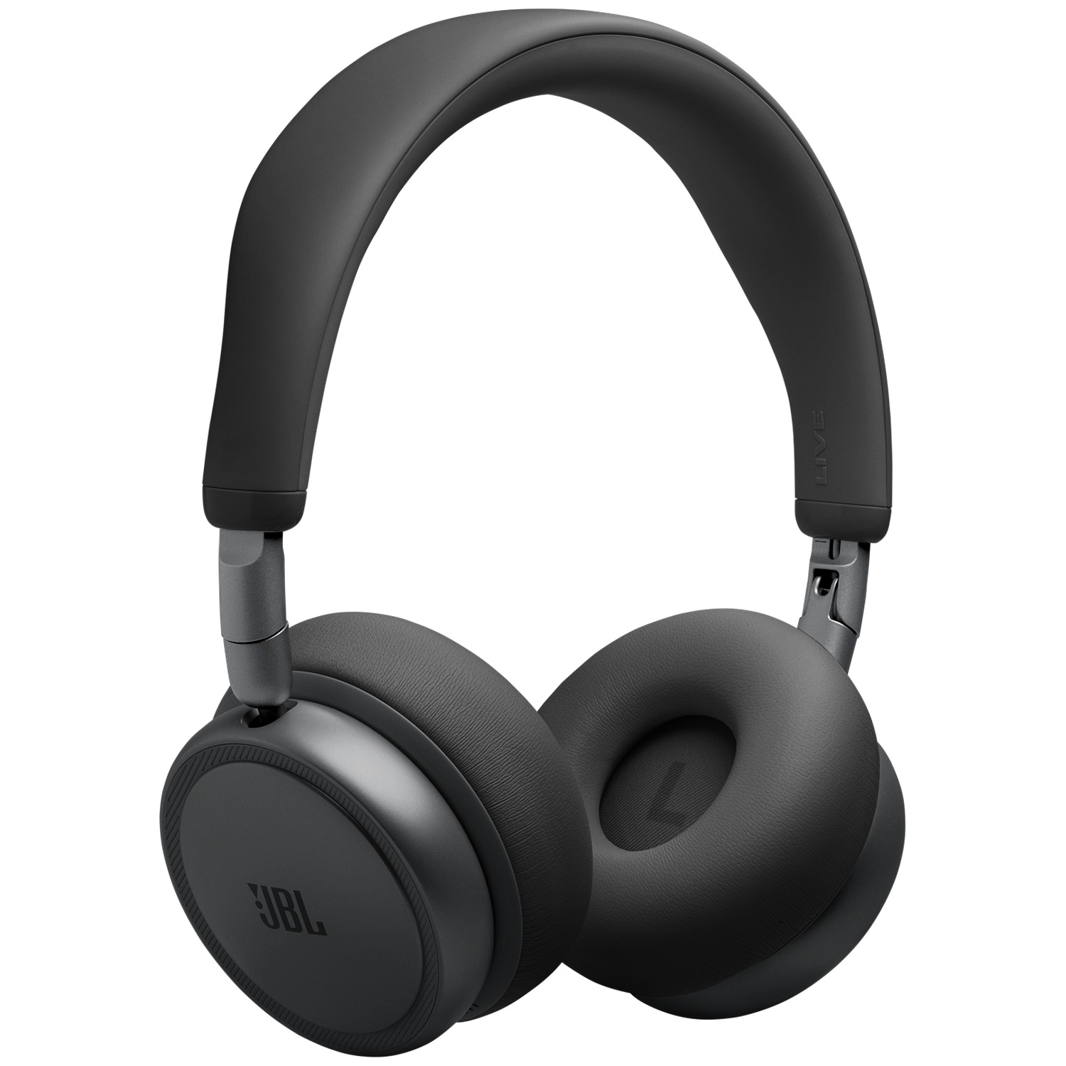 Casque JBL noir avec coussinets rembourrés et arceau réglable.