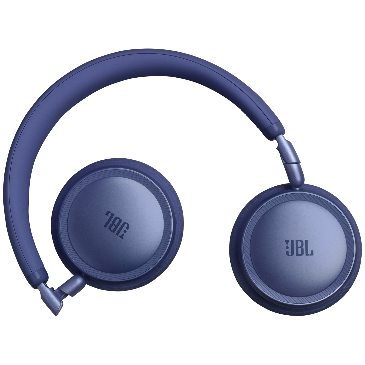 Casque JBL bleu foncé au design circulaire et arceau rembourré.