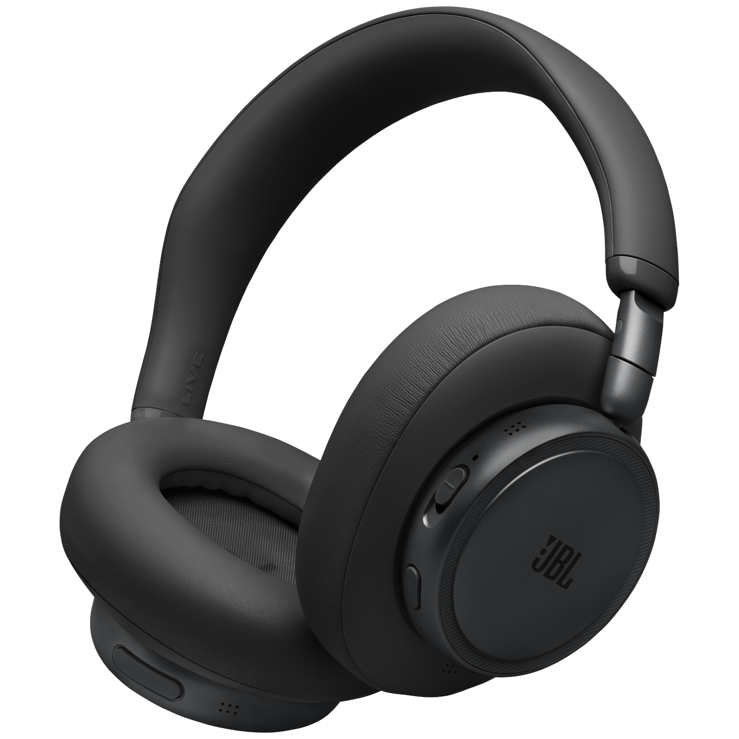 Casque JBL noir avec écouteurs rembourrés et arceau réglable.