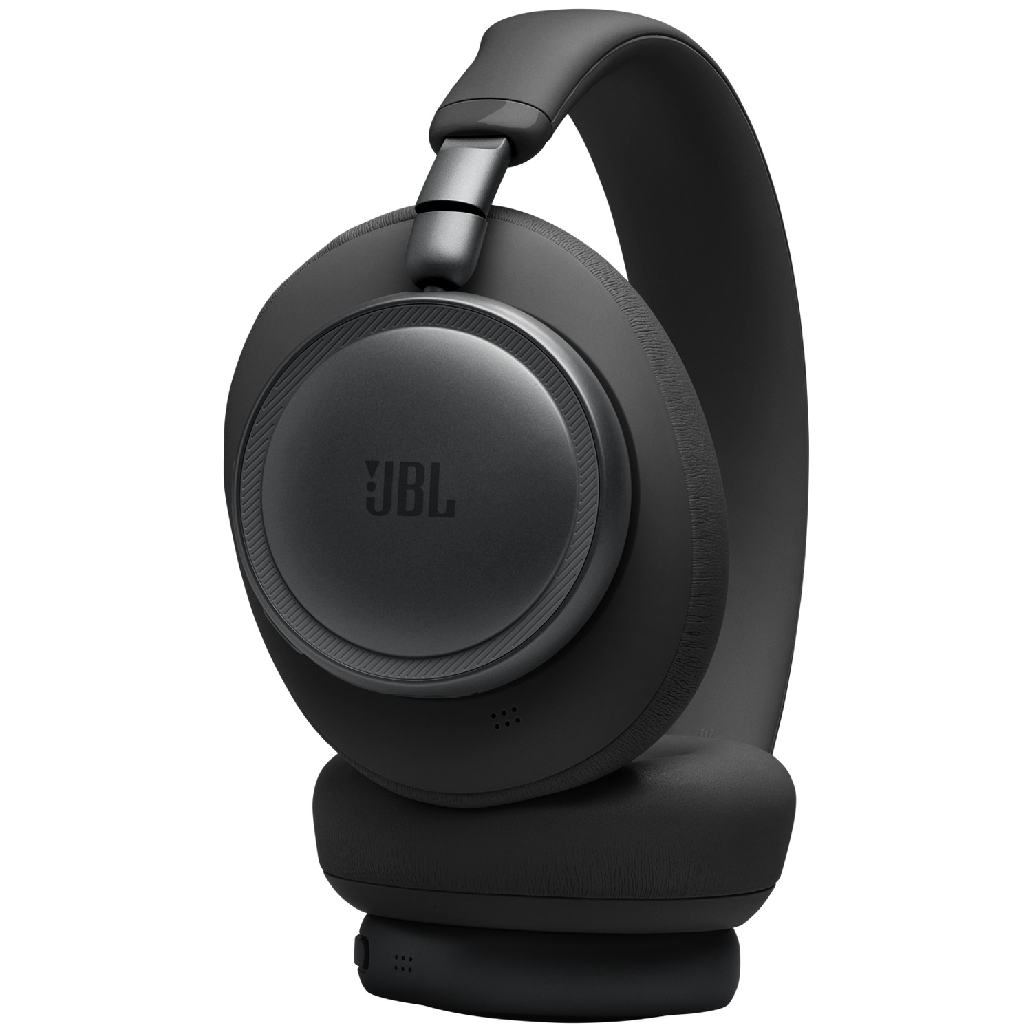 Casque noir supra-auriculaire avec logo JBL et écouteurs rembourrés.