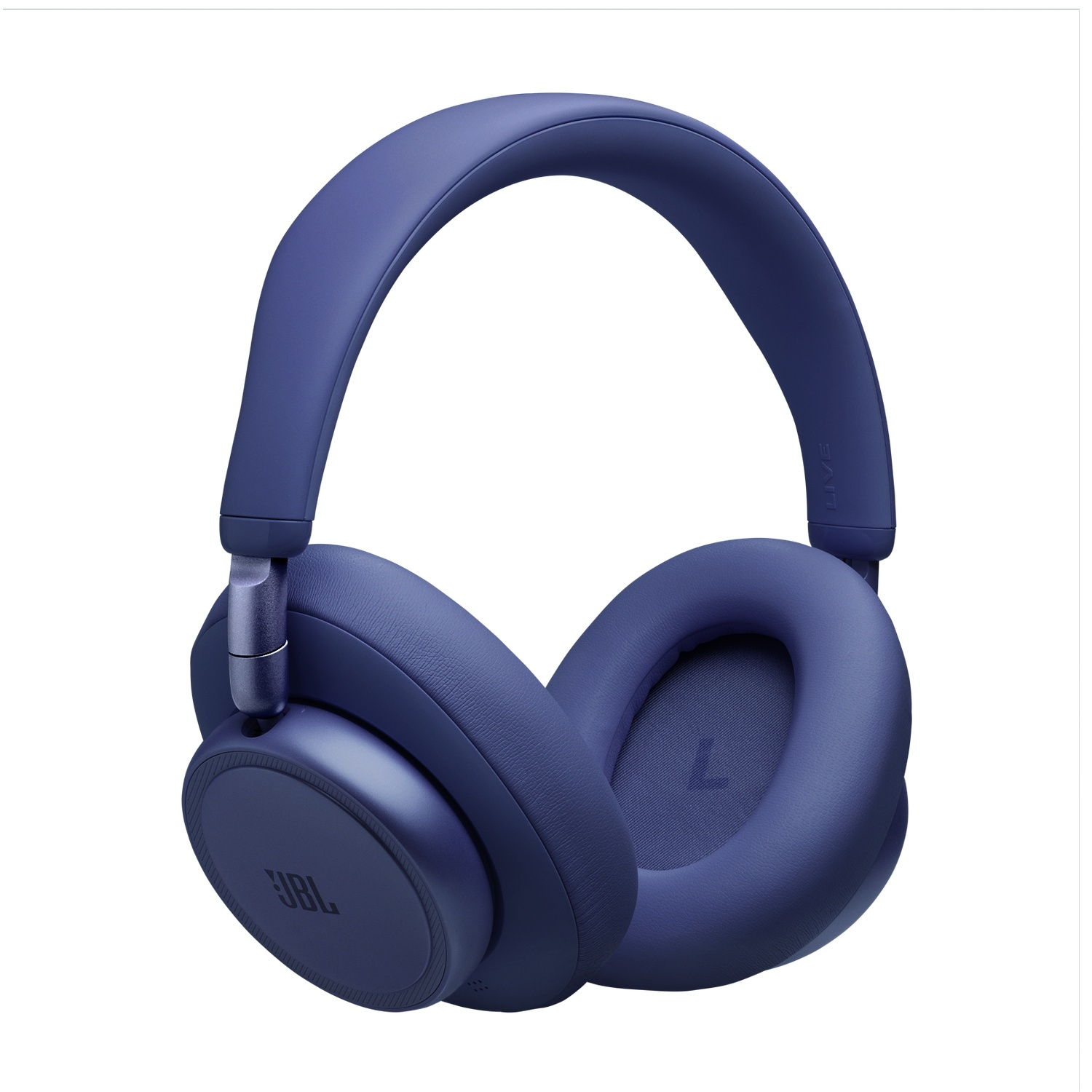 Casque JBL bleu marine avec coussinets et arceau rembourrés. Design épuré.