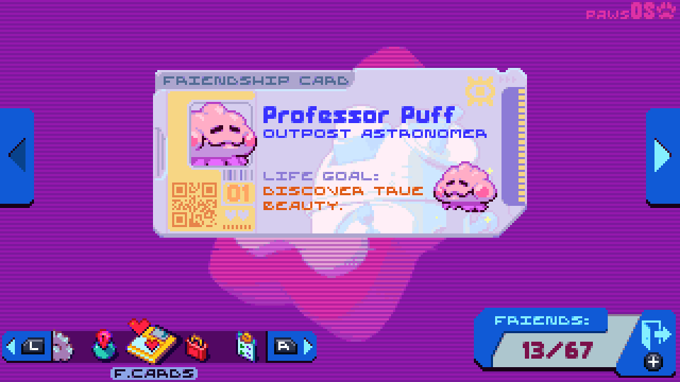Tarjeta de amistad de Professor Puff, Astrónomo de Puesto Avanzado. Meta de vida: Descubrir la verdadera belleza.