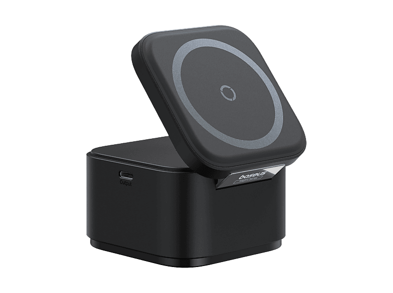 Base de carga - Baseus MagPro 2-en-1, Universal, Carga triple inalámbrica, 25W, Con cable retráctil, Negro Cosmic
