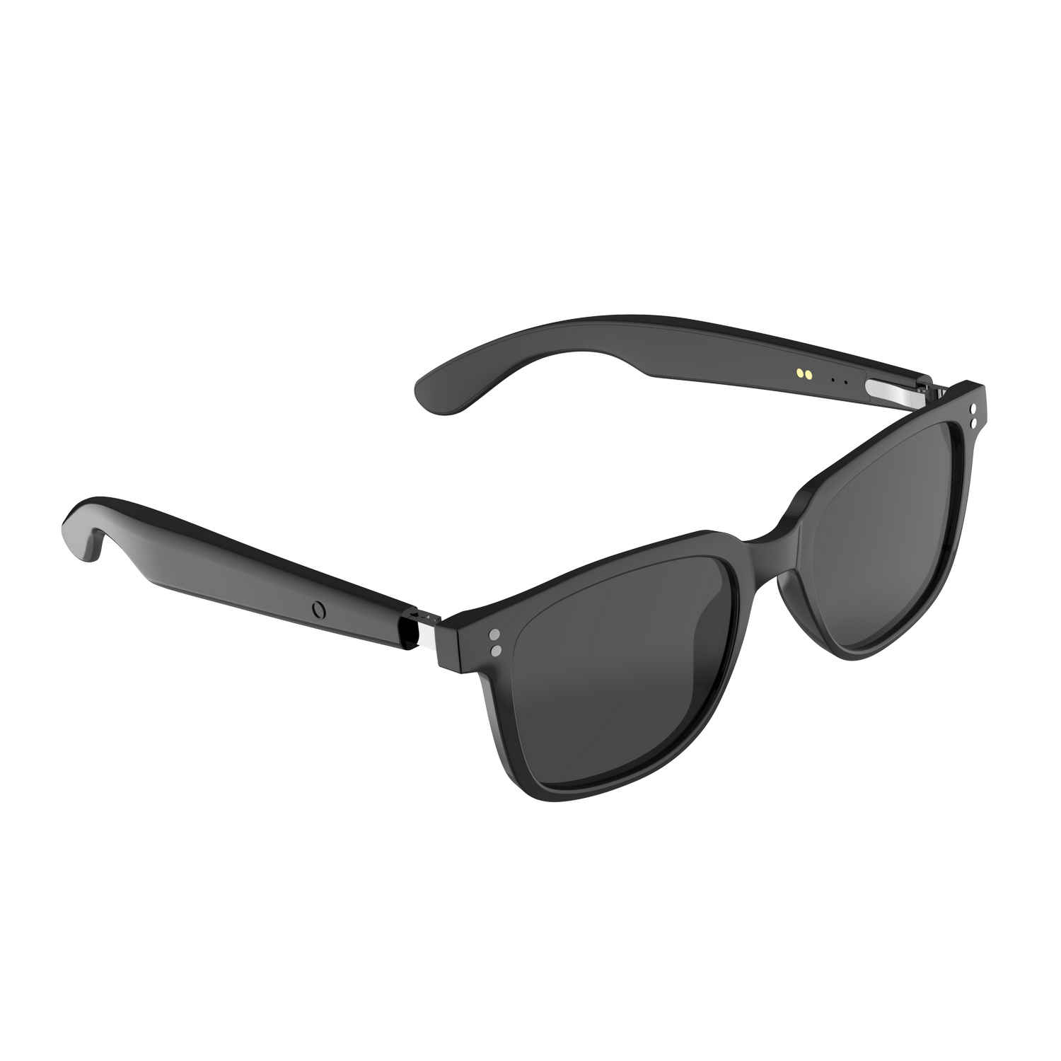Gafas de sol negras con lentes rectangulares y montura gruesa.