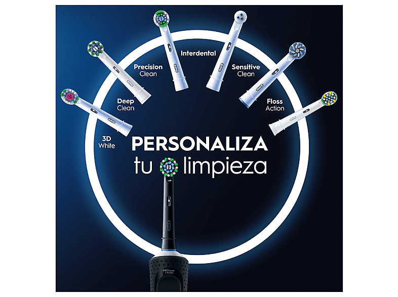Cepillo eléctrico - Oral-B Vitality Pro, 1 Cabezal de recambio, Temporizador 2 minutos, Diseñado Por Braun, Negro – imagen 3