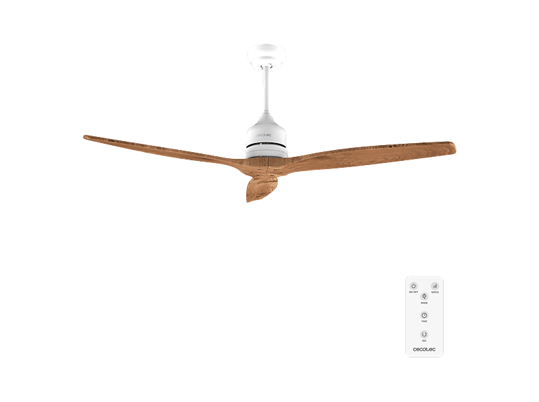 Ventilador de techo - Cecotec EnergySilence Aero 5270 White&BlackWood, Motor DC 40 W, Mando a distancia, Doble altura, Temporizador, Blanco