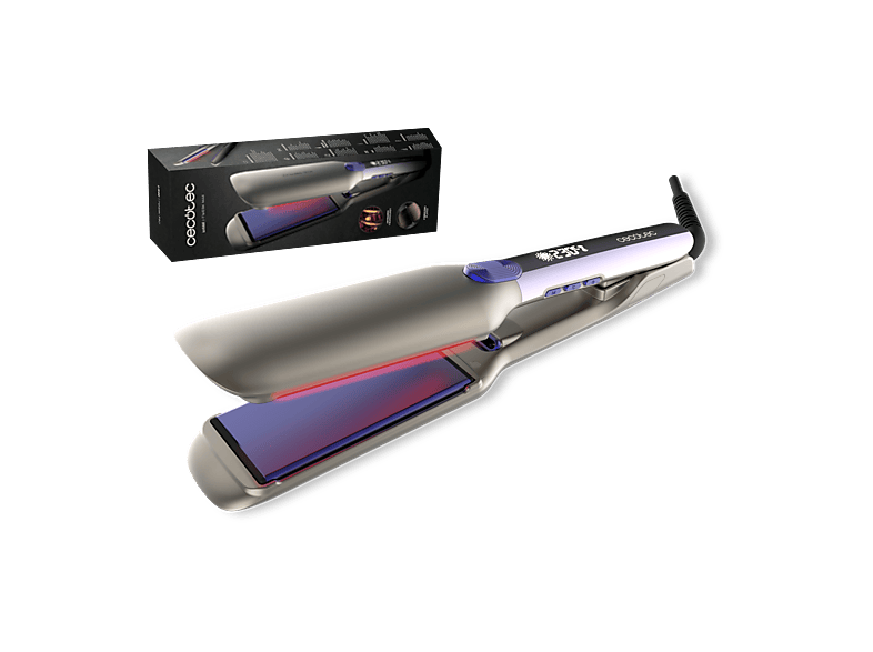 Plancha de pelo - Cecotec Lisse i-Twerk Max, Cerámica, Infrarrojos, Placas vibratorias, Cerámica y turmalina, Iones, anchas, Multicolor