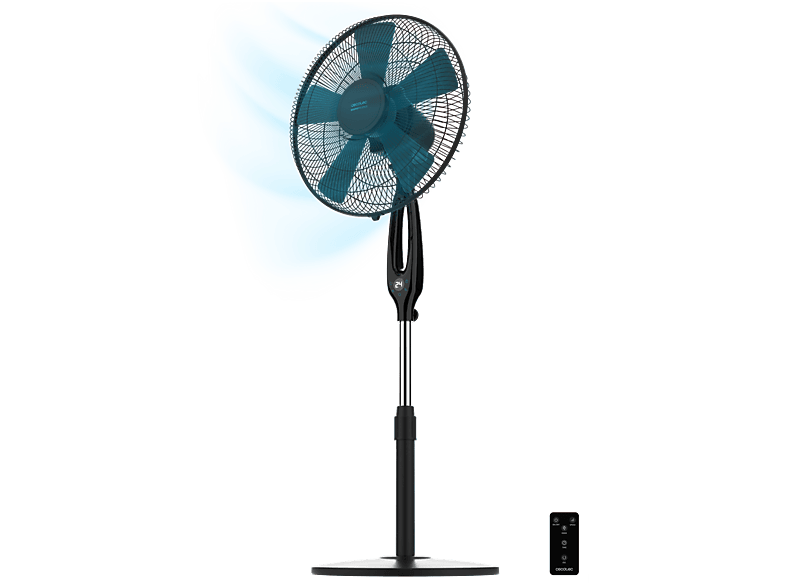 Ventilador de pie - Cecotec EnergySilence 560 Max Smart, 5 aspas, Pantalla LED, Control táctil, Mando a distancia, 3 velocidades, Negro