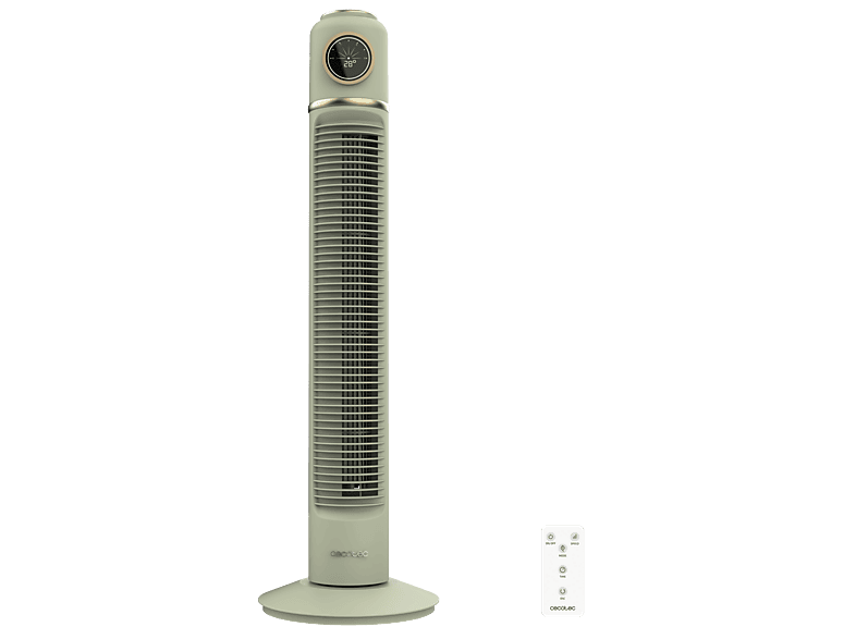Ventilador de torre - Cecotec EnergySilence 1090 Skyline Retro Smart, 40 W, Pantalla LED, Control táctil y mando, 3 velocidades, modos, Verde