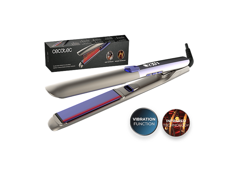 Plancha de pelo - Cecotec Lisse i-Twerk Pro Elite, Cerámica, Infrarrojos, Placas vibratorias, Iones, 160-230ºC, Cerámica y turmalina, Multicolor