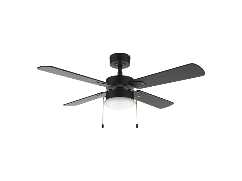Ventilador de techo - Cecotec EnergySilence Aero 450 FullBlack, Motor cobre 50W, Luz integrada, 4 aspas, 3 velocidades, Control cadena, Negro