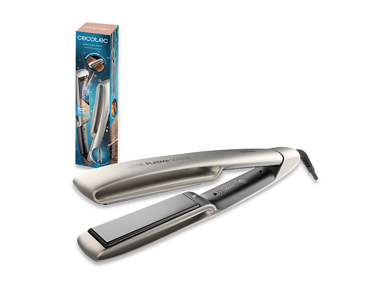 Plancha de pelo - Cecotec Lisse Plasma Sensor, Tecnología sensor, plasma, Placas flotantes, 160-220ºC, Revestimiento NanoSilk, Champagne