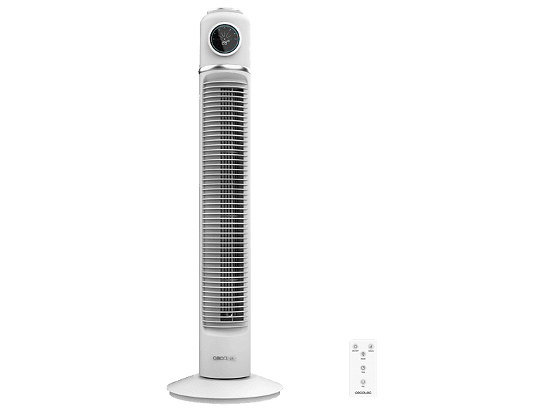 Ventilador de torre - Cecotec EnergySilence 1090 Skyline Retro Smart, 40 W, Display LED, Mando a distancia, 3 velocidades y modos, Blanco