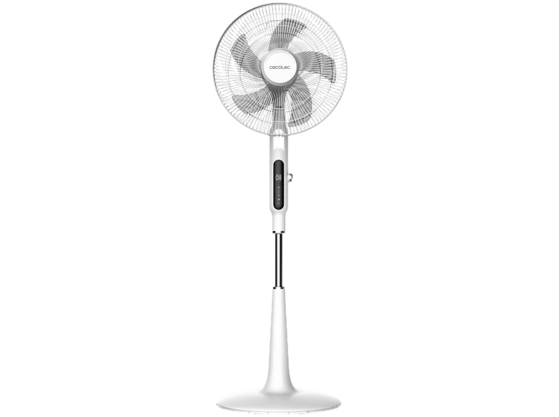 Ventilador de pie - Cecotec EnergySilence 1600 Moskito, 65 W, 16”, 10 velocidades, 3 modos, Panel táctil con pantalla LED y mando a distancia, Blanco