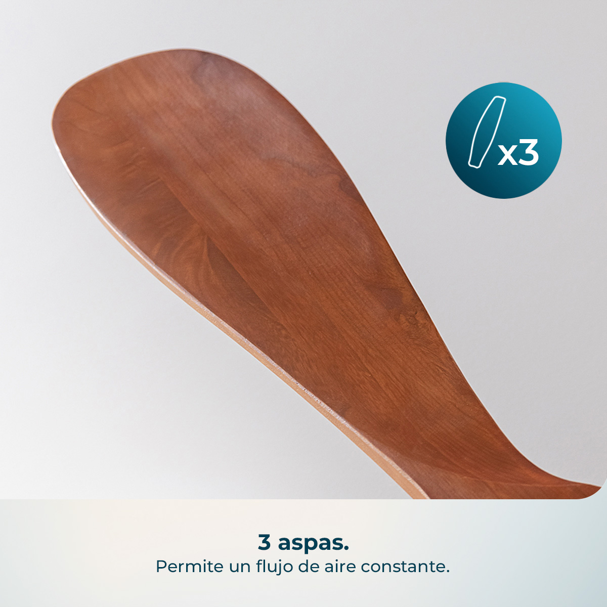Una aspa de ventilador de madera con un círculo que indica 3x.