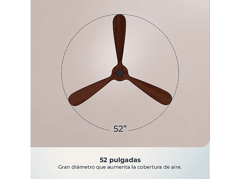 Ventilador de techo - Cecotec EnergySilence 5400 Classic Black&DarkWood, 40 Watt, 6, Negro y madera oscura – imagen 3