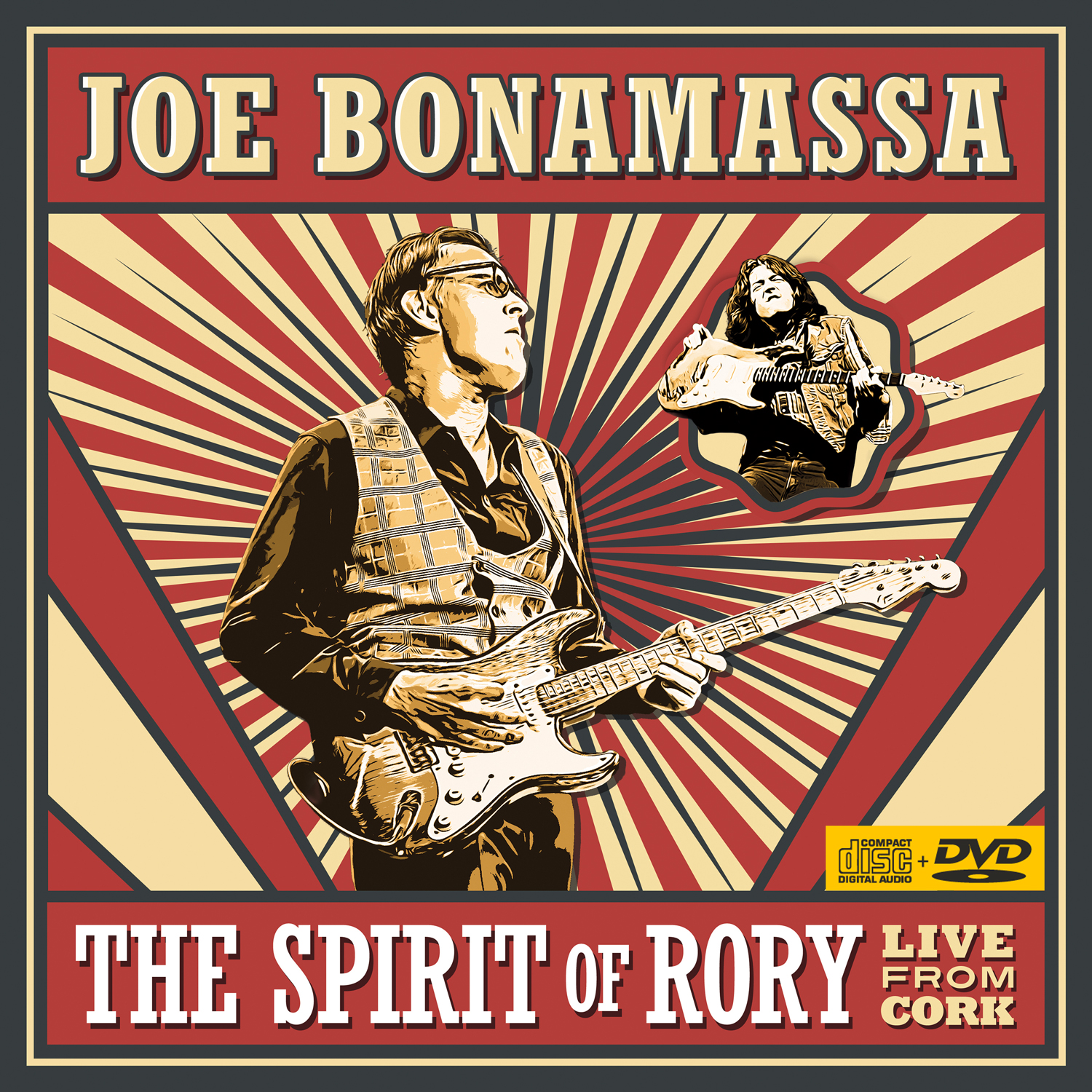 Joe Bonamassa gitározik, jobb felül egy kisebb képpel róla.