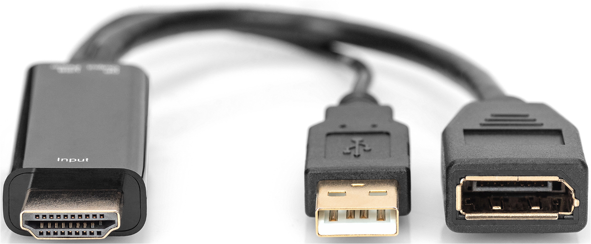 Ein HDMI-Splitterkabel mit einem Eingang und zwei Ausgängen.