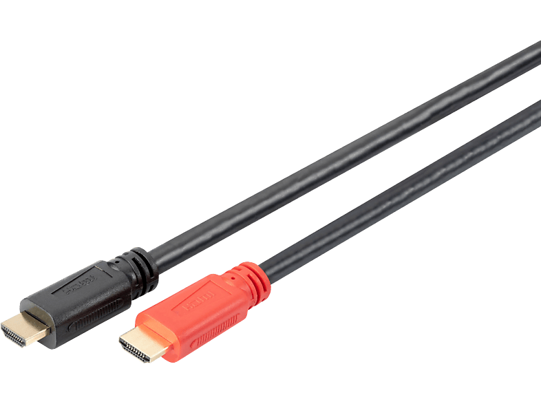 DIGITUS HDMI High Speed Anschlusskabel mit Verstärker, 30 m, Schwarz-Rot; HDMI Kabel----HDMI Kabel