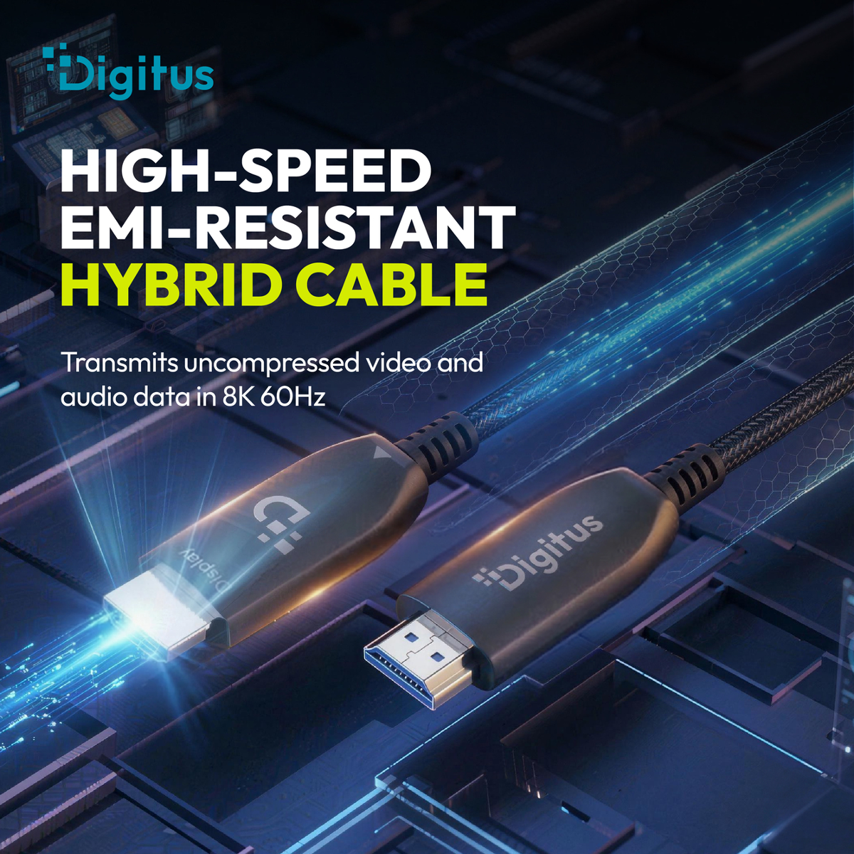 Digitus Hybridkabel: Hochgeschwindigkeits-EMI-resistent. Überträgt 8K 60Hz.